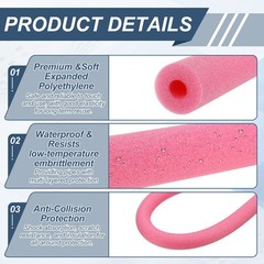 1″ ID 4FT Pipe Insulation Foam Tube 2.56″ OD Foam Tubing Cover Rose Red