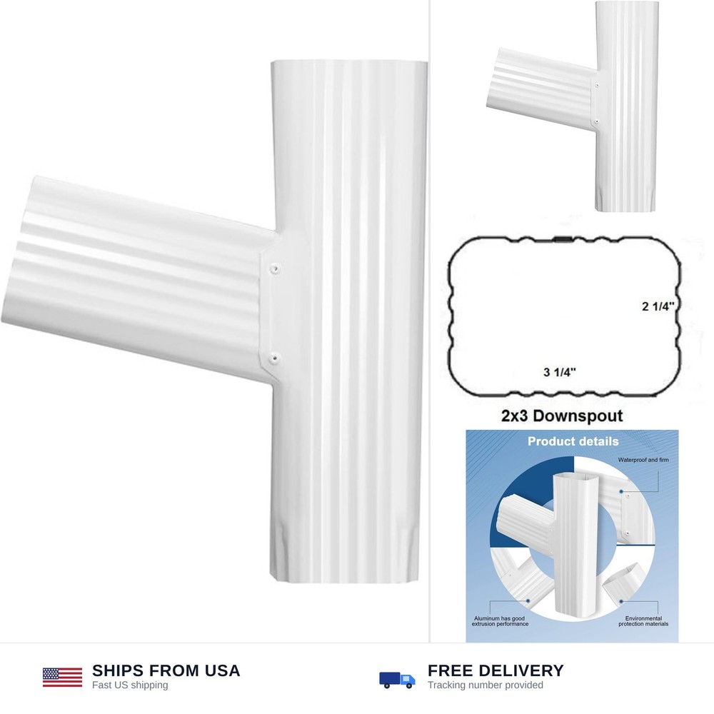 VYH Gutter Downspout Y Connector 2×3 Standard Left High Gloss White