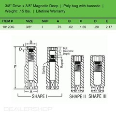 Grey Pneumatic 1012DG 3/8 Inch Drive x 3/8 Inch Deep Magnetic Socket