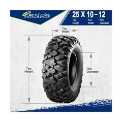 MaxAuto Set of 4 AT25x8-12 & AT25x10-12 ATV UTV Mud Sand Tires,25x8x12 Front …