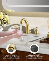 FORIOUS FB-03133G 3 Hole Widespread 8″ Bathroom Faucet Brushed Gold