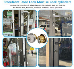 Storefront Double Cylinder Door Lock — Solid Brass Adams Rite Mortise Cylinder w