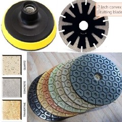 Countertop Fabrication Kit 7″ Diamond Pads Convex Blade Granite Marble