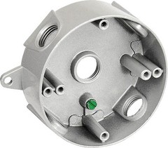 Weatherproof 4″ Round Box w Five 1/2″ Holes Weather Resistant GRAY Metal Outdoor