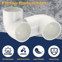 1 Pcs 3 Inch 90 Degree Elbow Pipe Fittings 2 Way, White