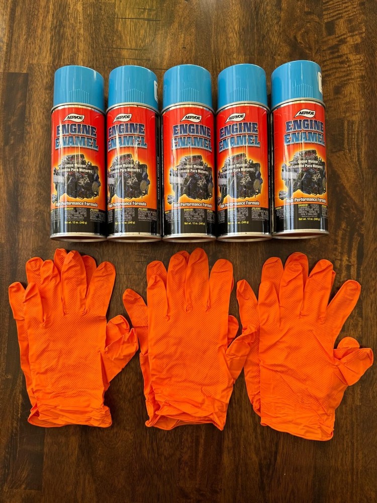 Aervoe 568 Engine Enamel Paint Blue Chrysler 12 Oz 5-Pack Includes 3 Gloves