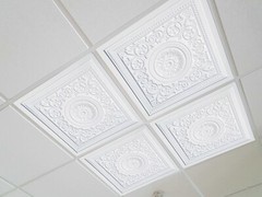 Ceiling Tiles, Faux Tin, restaurant bar decor wall panels, Majesty White