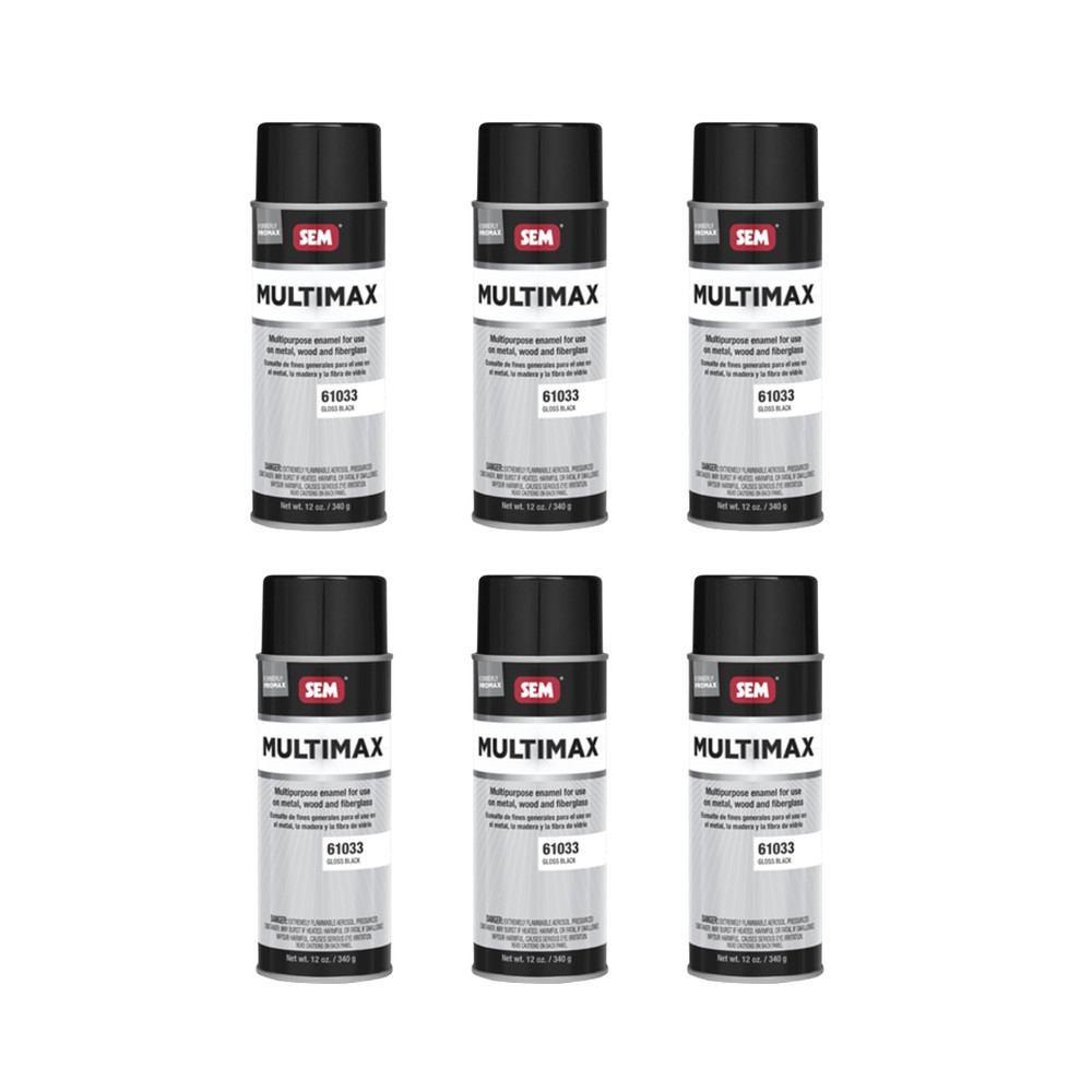 SEM 61033 Multimax , 16 oz. Aerosol Can, Gloss Black 6/Pack
