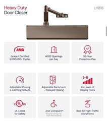 Lawrence LH816 Cast Aluminum Commercial Door Closer Duronotic Bronze Heavy Duty