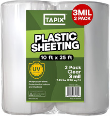 Plastic Sheeting (10′ X 25′) Long, 3 Mil (2 Pack) – UV Protection Poly Sheeting