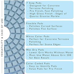 Diamond Polishing Pads for Angle Grinder, 4 inch Wet/Dry 8 Piece Set Granite