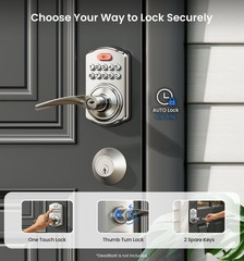 Keypad Door Lock with Handle, Keyless Entry for Front Door Bedroom, Electron…