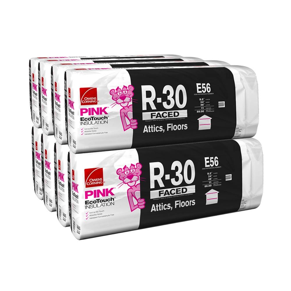 Owens Corning 704 SQFT 8 bags of R30 Kraft Faced 24 x 48 Fiberglass Fits 2X10