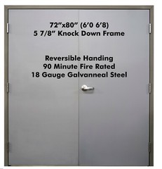 BRAND NEW Commercial Steel 72″ x80″ Double Doors w/Frame & Hinges Reversible