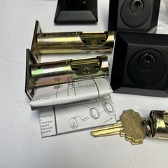 Emtek Assa Abloy Deadbolt Lock Set Oil Rubbed Bronze Black Used