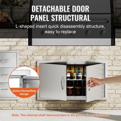 VEVOR Double BBQ Access Door, 34W x 19H Inch Stainless Steel Flush Mount Vert…