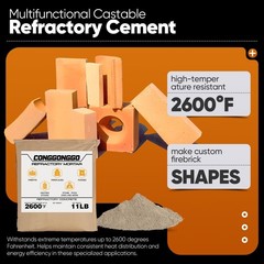 11 LBS Refractory Mortar, 2600°F High Temperature Mortar for Dark grey