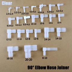 90° Elbow Hose Joiner Reducer Plastic Barbed Connector L-Type Fitting Clear