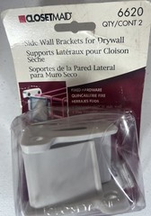 ClosetMaid 6620 Side Wall Brackets for Drywall Shelving Support QTY 2 White NEW