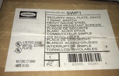 6 HUBBELL SWP1 STEEL LIGHT SWITCH WALL PLATE 1-GANG TAMPER RESISTANT WHITE.