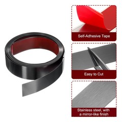 uxcell Black Metalized Brushed Finish Molding Trim, 16.4ft x 1.57″,