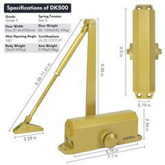 Automatic Door Closer Size 3 DK500 – 3H Fire-Rated for Commercial & Home Use