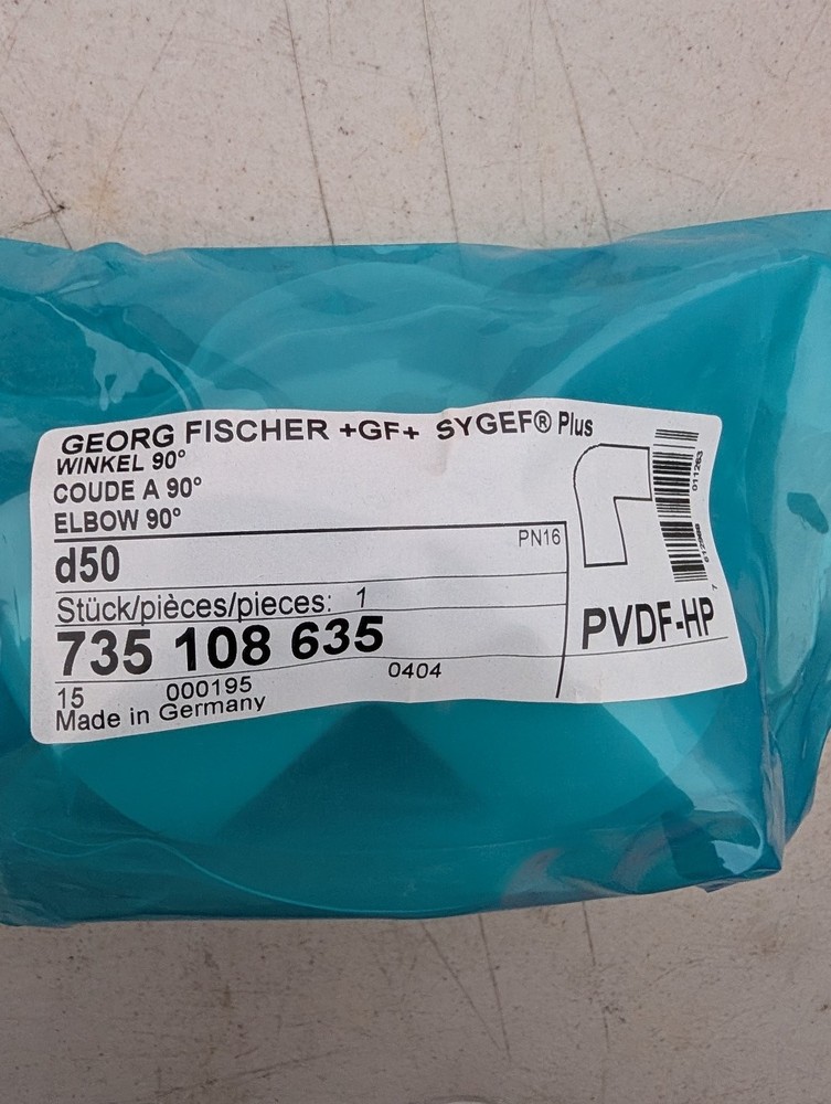 Georg Fischer +GF+ SYGEF Plus Elbow 90° d50 PVDF-HP Pipe Fitting