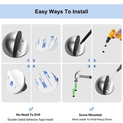 10 Pack Door Stoppers Self Adhesive Stainless Steel Floor Door Stop No Drill …
