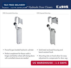 Kason 1094 SureClose Hydraulic Door Closer, Exposed Mounting, 11094000003