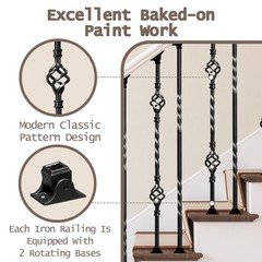 Acnoyel 16 Pack Wrought Iron Balusters For Staircase Interior 1/2 X 44 Hollow
