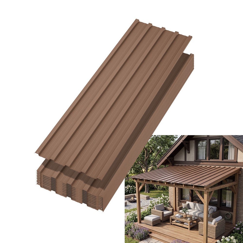 10Pcs Metal Roofing Panels 60.63 x17.72″ Waterproof Corrugated Metal Roof Panels