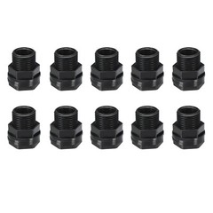 10Pcs PVC Bulkhead Fitting NPT1/2″ x GHT 3/4″ Water Tank Connector Black
