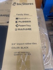 2×2″ Black Impact Rubber Tiles 3/4″ Thick. Perfect for home gyms