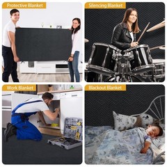JZHLLA 72″ x 40″ Studio Large Sound Dampening Blanket, x 40″-1 pack