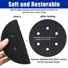7 Pack 150mm Interface Pads 6 Inch Soft Foam Hook Loop 6 Hole Sanding Pads