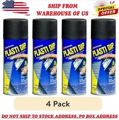 4 Pack Plasti Dip Matte Black Spray 11oz, Rubberized Removable Car Rim Coating