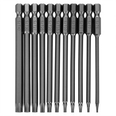 11pcs Security Torx Screwdriver Bit Sets, 1/4 Inch Hex Shank S2 Steel Magneti…