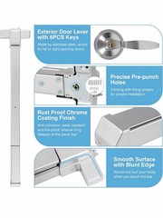 IRONWALLS Door Push Bar Panic Exit Device Aluminum Handle Lever SILVER 32-47″