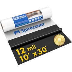 Spirecover Crawl Space Vapor Barrier, 12 Mil 12mil 10’x30′, White/Black