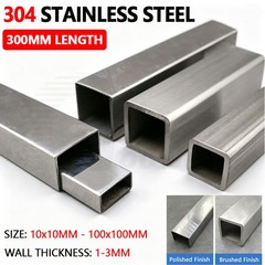 Stainless Steel 304 Square/Rectangular Tube Hollow Box Section Pipe 300mm Length