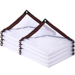 Clear Tarp with Grommets 8×12 ft, 2 Pack 10 Mil Waterproof Vinyl Black Border