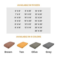 WHITEDUCK Canvas Tarp 18 oz. Heavy Duty Waterproof UV Resistant, Rustproof Gr…