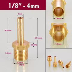 1/8″ 1/4″ 3/8″ Male Brass BSP Thread Pipe Fitting x Barb Hose Tail End Connector