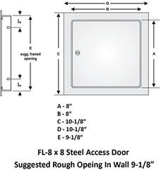 Steel Access Door 8×8 Flush Mount Powder Coated White for Drywall Concealment