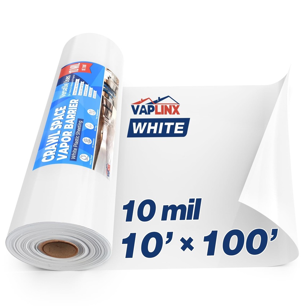 White Crawl Space Vapor Barrier, 10 Mil 10ft x 100ft – 10 Mil,