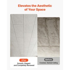 Uimoso 24 x 48 in PVC Ceiling Tiles, 10-Pack, White Marble Drop Panels