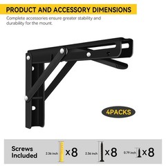 Folding Shelf Brackets, Collapsible Heavy Duty Shelf Brackets for Fold Down D…