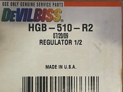 DeVilbiss Low Pressure Fluid Regulator Assy HGB-510-R2 Air Piloted nib