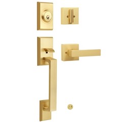 Brushed Gold Front Door Handleset Heavy Duty Gold Door Handle and Deadbolt Lo…